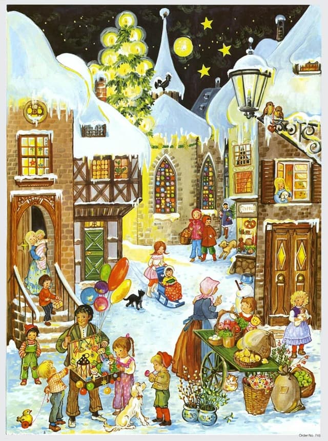 Traditional village market advent calendar